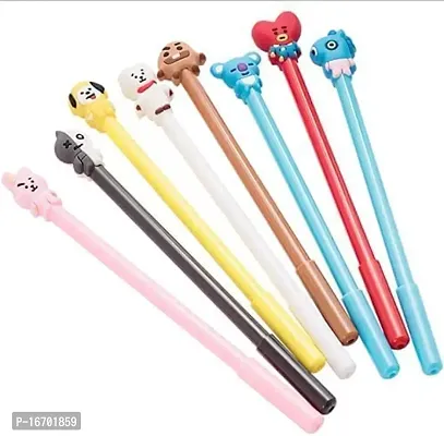 Youth Enterprises (Pack of 12) BTS Cartoon Character Theme Gel Pen for Kids, Birthday Return Gifts, Creative Stationery Student School Supplies.
