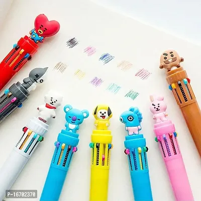 Youth Enterprises 6 Colors in 1 BTS Theme Mini Pens 2 Pcs ballpoint pens (0.7mm) creative pens ballpoint pens unique stationery-thumb4