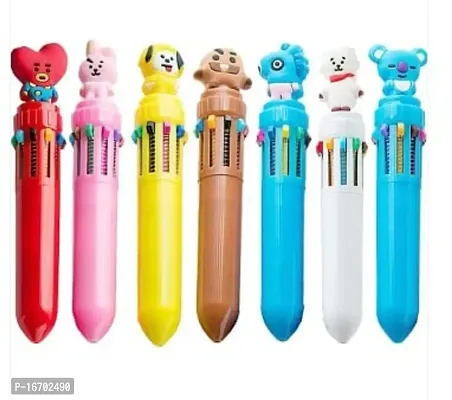 Youth Enterprises 10 Colors in 1 BTS Theme Pens ballpoint pens (0.7mm) creative pens ballpoint pens unique stationery creative pens gifts for students office stationery school stationery.(Pack of 2).-thumb2