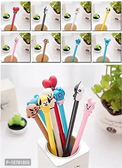 Youth Enterprises (Pack of 12) BTS Cartoon Character Theme Gel Pen for Kids, Birthday Return Gifts, Creative Stationery Student School Supplies.-thumb4