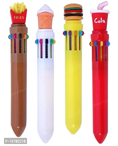 Youth Enterprises Pack of 4 Fast Food Design Ballpoint Pens Multicolor Pens 0.5 mm 10 Colors Ink in One Ballpoint Pen - Birthday Return Gift Party Favor Kids Stationery Set Small Gifts-thumb4