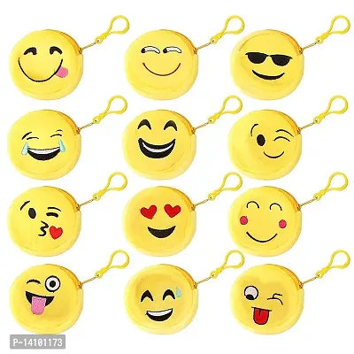 Pack of 12 Emoji Yellow Fur Zip Pouch