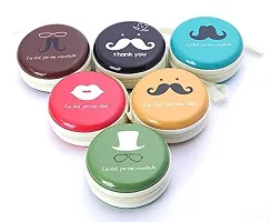 Pack of 6 Moustache Hard Metal Coin Pouch-thumb2