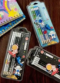 Pack of 2 Pencil Set Stylish Space Pencils Stationary Kit - Pencil Set with 6Pcs Space Erasers-thumb2