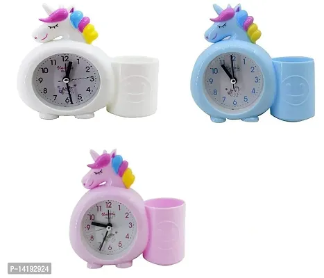 Pack of 1 Unicorn Clock With pen stand.-thumb0
