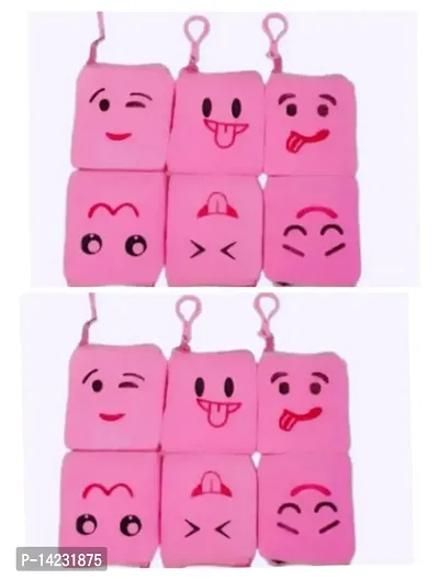 Pack of 12pcs Pink Emoji Soft Pouch.-thumb0