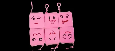 Pack of 12pcs Pink Emoji Soft Pouch.-thumb1