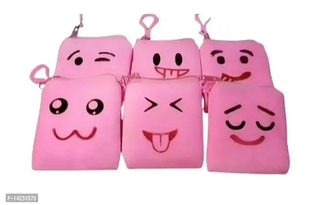 Pack of 12pcs Pink Emoji Soft Pouch.-thumb4