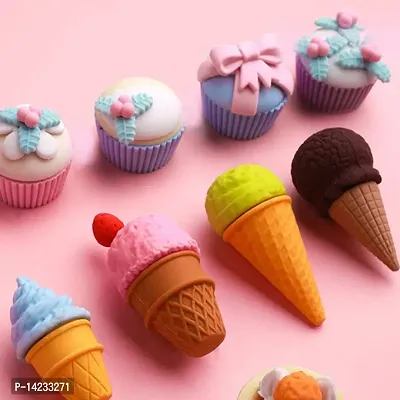 Pack of 9pcs Cup Cake Erasers Set.