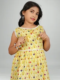 Elegant Yellow Printed Cotton Rayon Frocks For Girls-thumb2