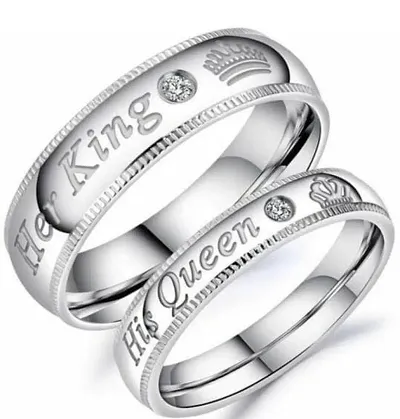 Trendy Silver Stone Couple Rings