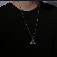 Men's Stainless Steel Vintage Triangle Demon Evil Eyes All Seeing Pendant Necklace-thumb1