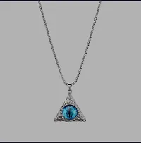 Men's Stainless Steel Vintage Triangle Demon Evil Eyes All Seeing Pendant Necklace-thumb2