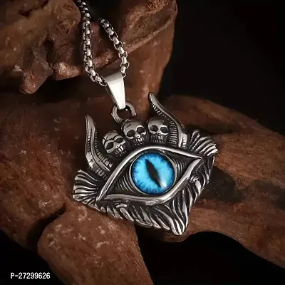 Evil Eye Skull Pendant Necklace - Devils Eye Necklace - Blue Eye Necklace