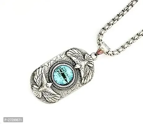 Mens Dog Tag Aztec Evil Eye Eagle Pendant Necklace Stainless Steel Chain