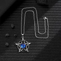 1pcs Pentagram Devil's Eye Pendant Necklace Mens Vintage Stainless Steel Skull Necklace-thumb1