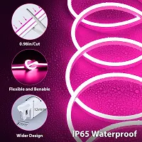 Posture 5 Meter Long with 12V Adaptor LED Neon Strip Rope Lights (Pink)-thumb3