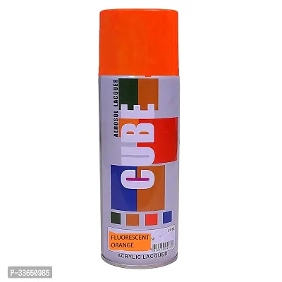 Cube Aerosol Spray Paint Can 400ml Multipurpose (Orange fluorescent)-thumb0