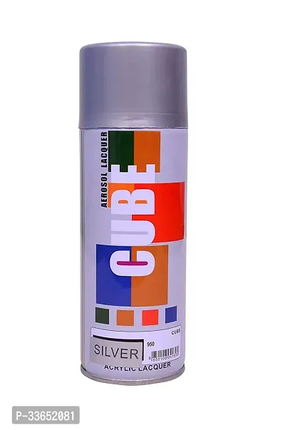 Cube Aerosol Spray Paint Can 400ml Multipurpose (Silver)