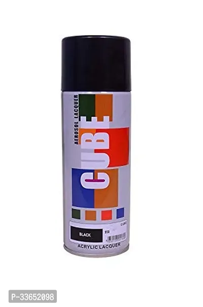 Cube Aerosol Spray Paint Can 400ml Multipurpose (Black)-thumb0