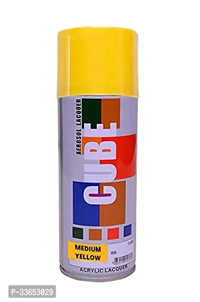 Cube Aerosol Spray Paint Can 400ml Multipurpose (Yellow)-thumb0