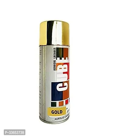 Cube Aerosol Spray Paint Can 400ml Multipurpose (Gold)-thumb0