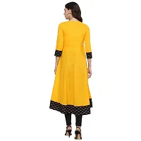 Women Solid Pattern Cotton Yellow Color Anarkali Kurta-thumb1