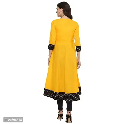 Women Solid Pattern Cotton Yellow Color Anarkali Kurta-thumb2