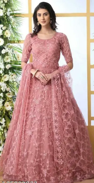 Net Stylish Embroidered Designer Gown