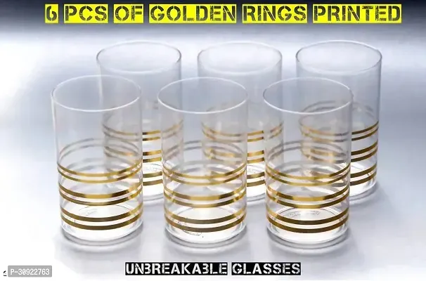 Gold Rings Printed Transparent Plastic Glass Set (6 pcs)-thumb0