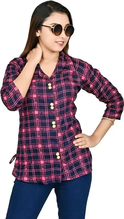 Elegant Regular Fit Checkered Lapel Collar Casual Shirt