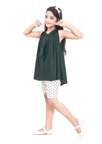 Fabulous Green Cotton Blend Self Pattern Top With Bottom For Girls-thumb3