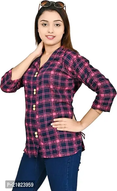 Elegant Pink Cotton Regular Fit Checkered Lapel Collar Casual Shirt-thumb4