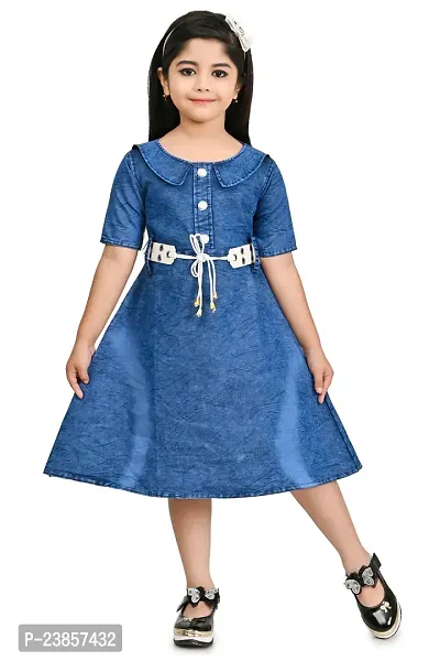 Premium Quality Denim Frock For Girls-thumb0