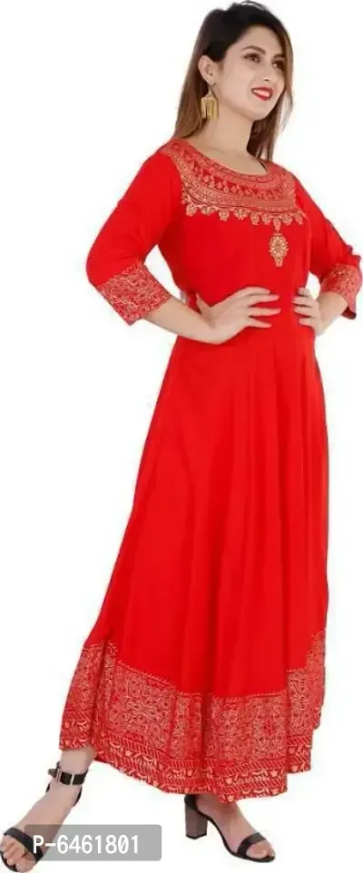 Red Rayon Printed Ethnic Gowns For Women-thumb5