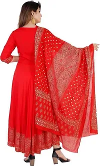 Red Rayon Printed Ethnic Gowns For Women-thumb1