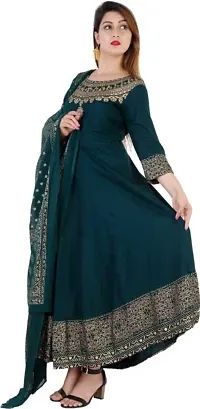 Green Rayon Printed Ethnic Gowns For Women-thumb3