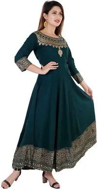 Green Rayon Printed Ethnic Gowns For Women-thumb4