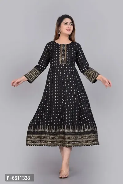 Trendy printed rayon full length kurti