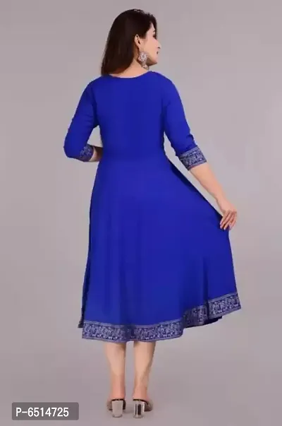 WOMENS SOLID RAYON ANARKALI KURTA-thumb2