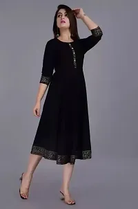 WOMENS SOLID RAYON ANARKALI KURTA-thumb1