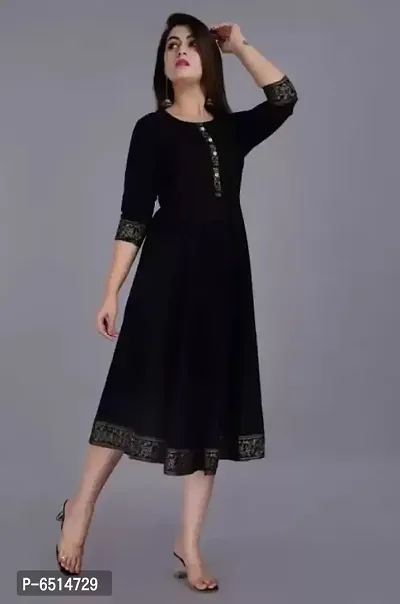 WOMENS SOLID RAYON ANARKALI KURTA-thumb2