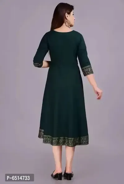 WOMENS SOLID RAYON ANARKALI KURTA-thumb4