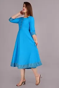 WOMENS SOLID RAYON ANARKALI KURTA-thumb1