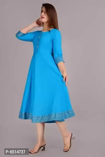 WOMENS SOLID RAYON ANARKALI KURTA-thumb2