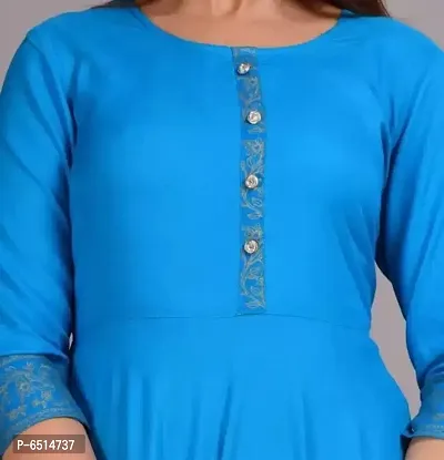 WOMENS SOLID RAYON ANARKALI KURTA-thumb3