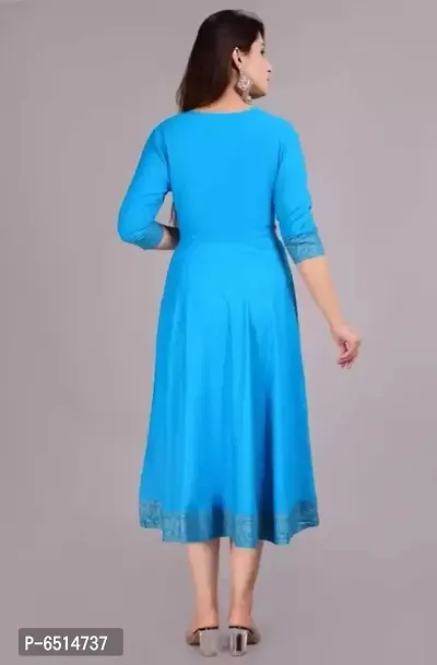 WOMENS SOLID RAYON ANARKALI KURTA-thumb4