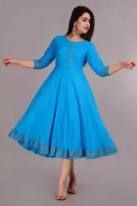 WOMENS SOLID RAYON ANARKALI KURTA-thumb4