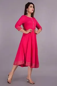 WOMENS SOLID RAYON ANARKALI KURTA-thumb1