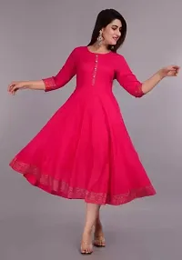 WOMENS SOLID RAYON ANARKALI KURTA-thumb4